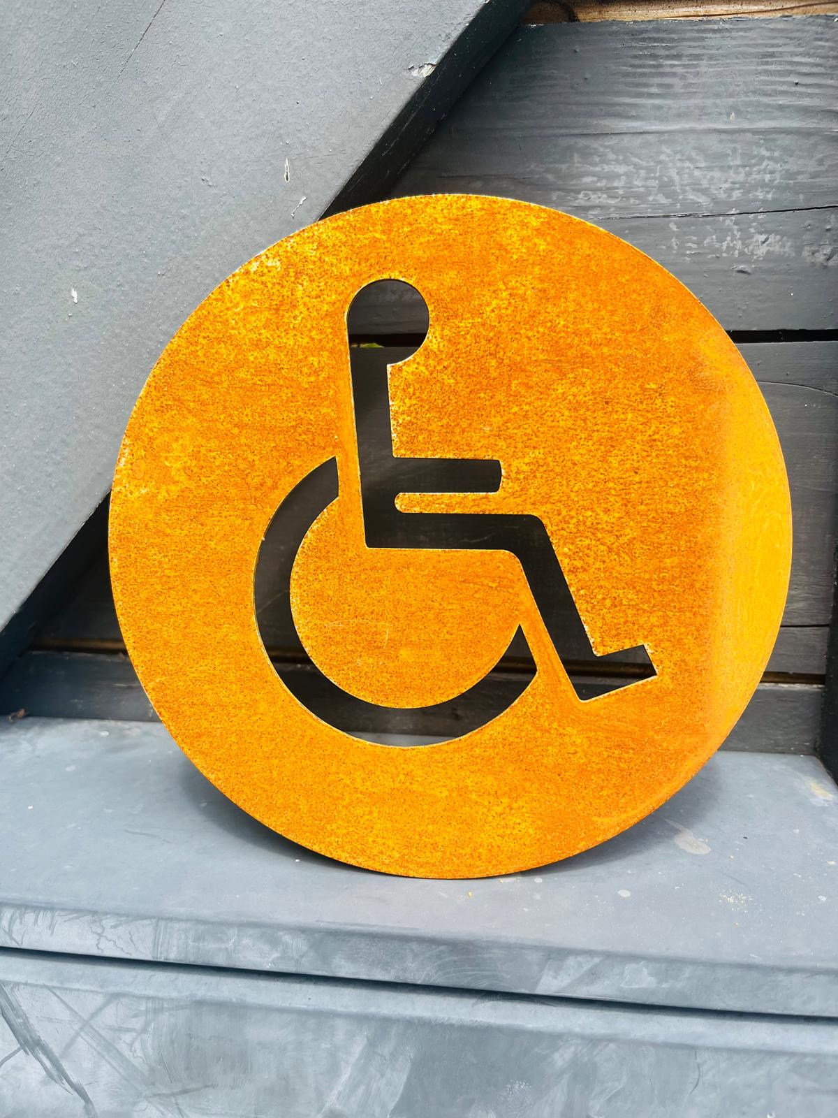 Corten Steel circular round door number toilet disabled sign plaque Company Business Wall Mounted 100 x 250mm