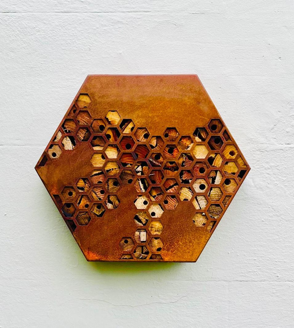 Corten Steel Honeycomb Hexagon Bug Insect Hotel 200mm, 300mm , 400mm