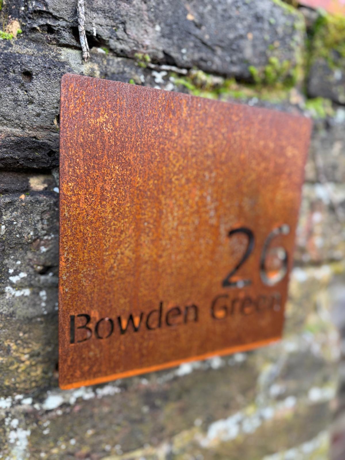 Corten Steel House Address Company Business Name Wall Mounted Sign Plaque 200mm - 600mm