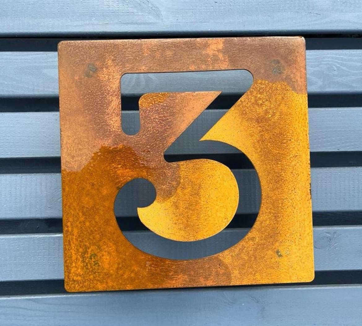Corten Steel House Door Number Wall Mounted 200mm - 600mm