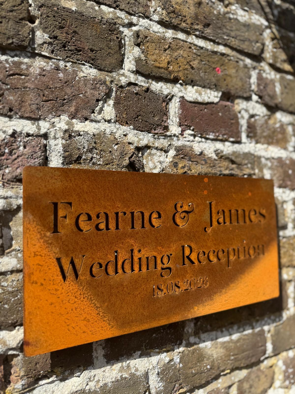 Corten Steel Wedding Ceremony Reception Wall Mounted Sign Plaque 200mm - 600mm (Copy)