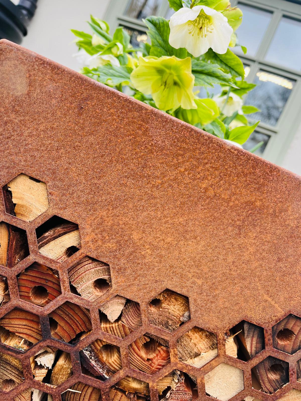 Corten Steel Honeycomb Hexagon Bug Insect Hotel 200mm, 300mm , 400mm