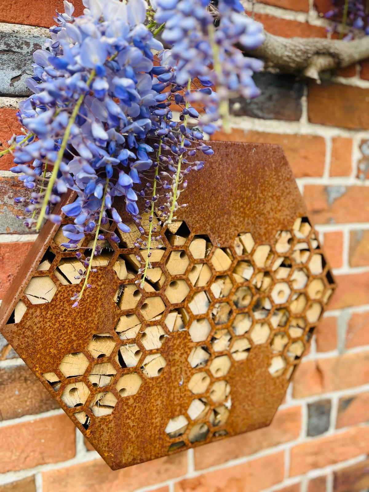 Corten Steel Honeycomb Hexagon Bug Insect Hotel 200mm, 300mm , 400mm