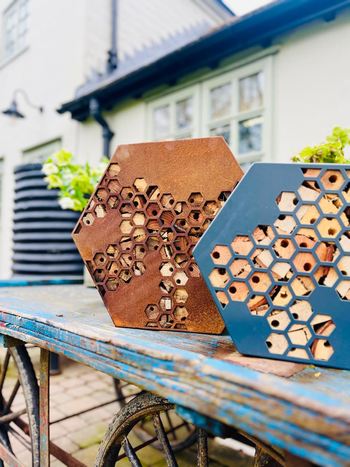 Corten Steel Honeycomb Hexagon Bug Insect Hotel 200mm, 300mm , 400mm