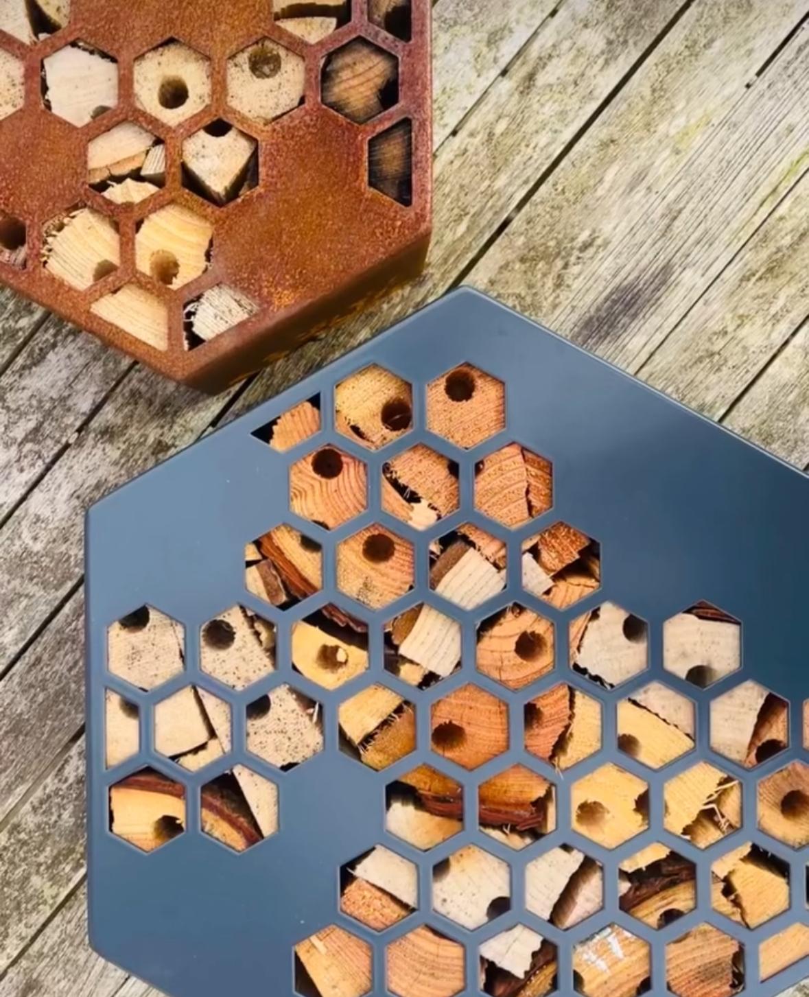Corten Steel Honeycomb Hexagon Bug Insect Hotel 200mm, 300mm , 400mm
