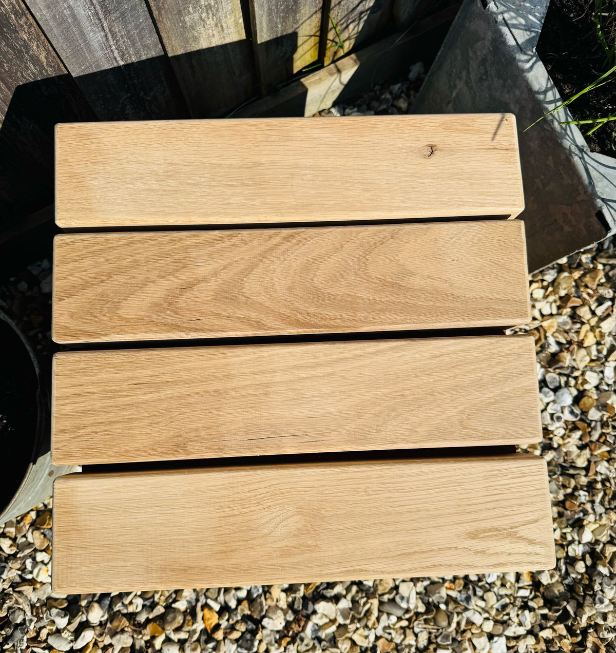 Corten Steel cube garden stools chairs with Oak slats